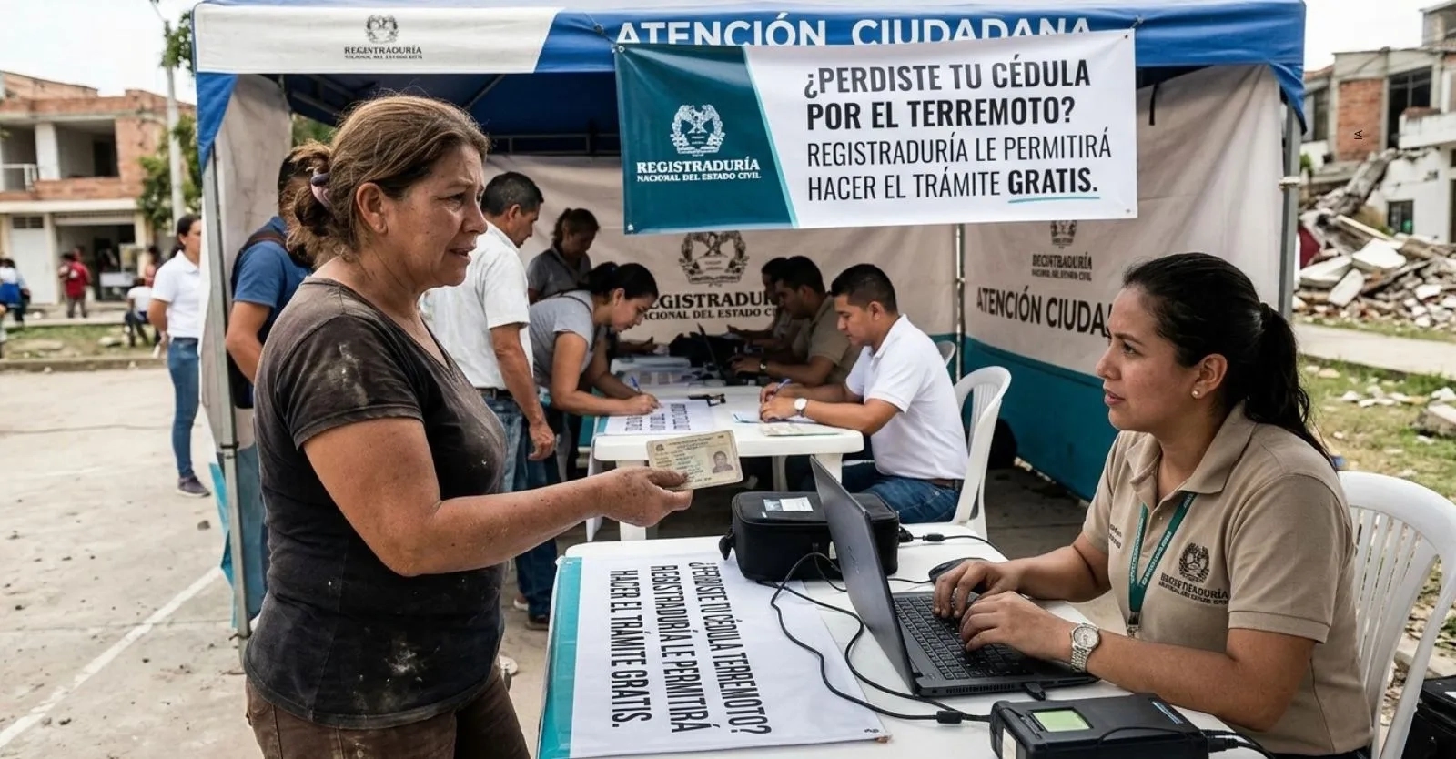 Registraduría activa jornadas gratuitas para damnificados por el terremoto.