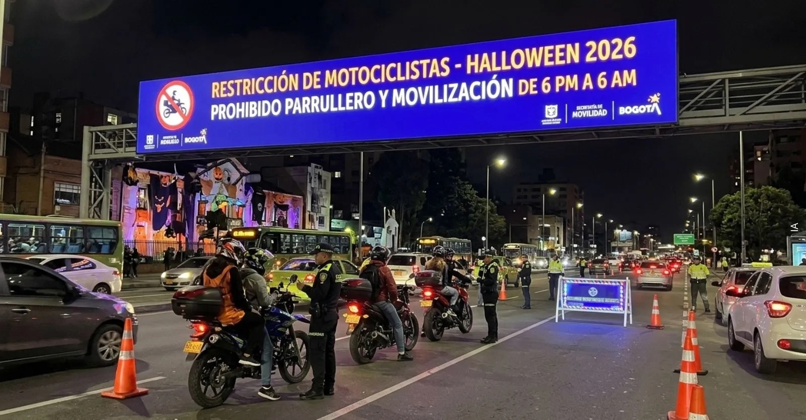 Restricción de motociclistas en Bogotá durante el puente festivo de Halloween: Así funcionará
