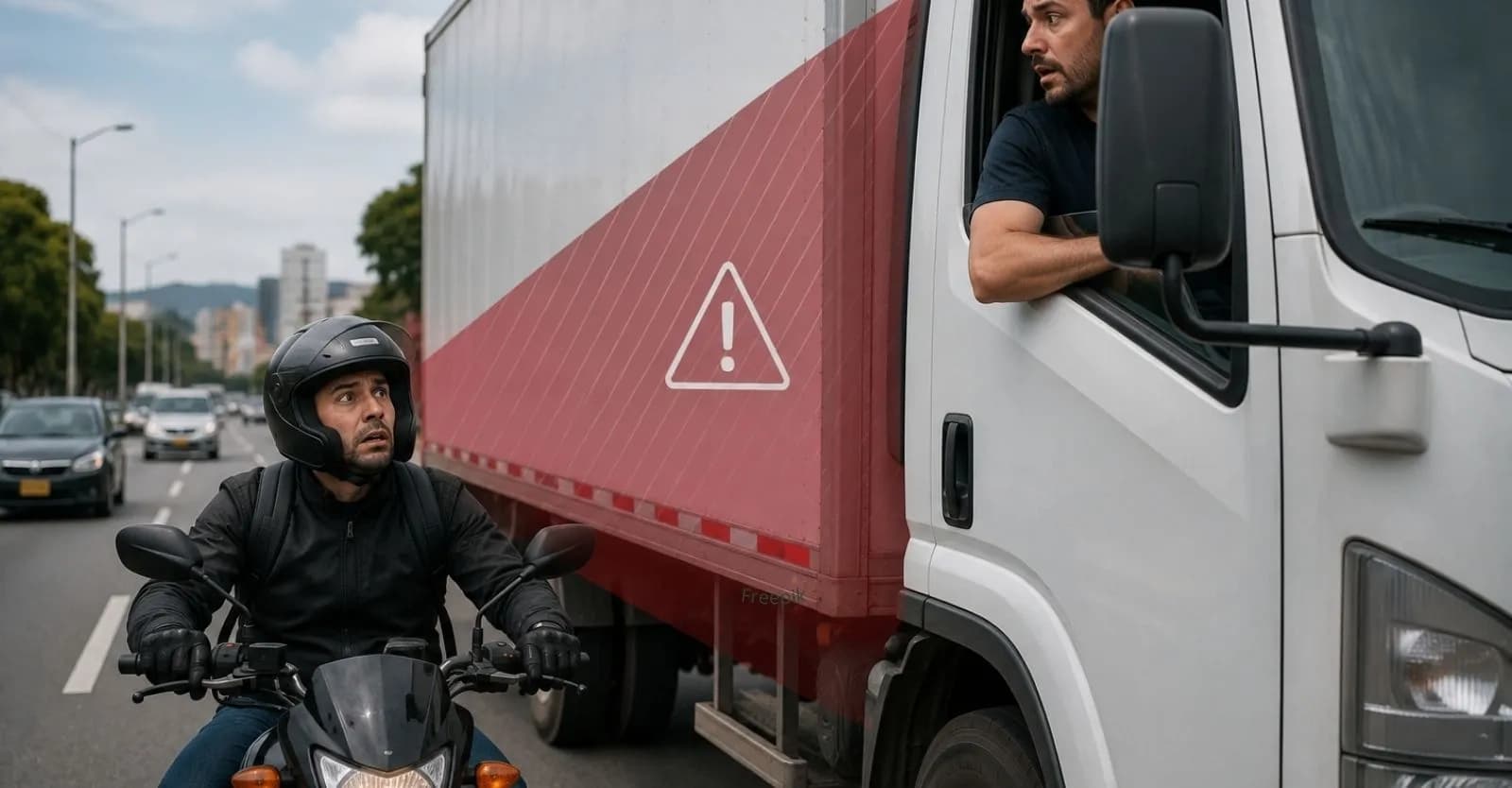 ¿Cuáles son los puntos ciegos de un vehículo de carga que deben tener en cuenta los motociclistas?