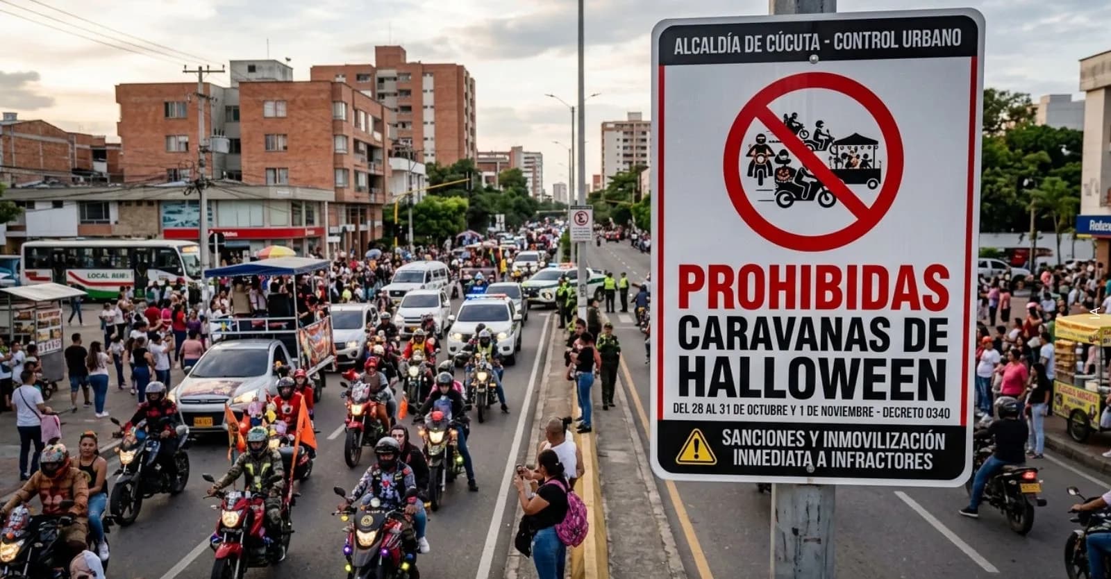 Restricciones de movilidad en Cúcuta por Halloween: prohíben caravanas y modifican horarios de tránsito para motos