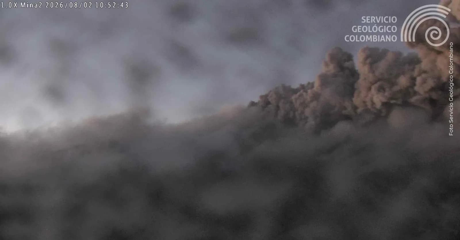Volcán Puracé: emisión de ceniza ha alcanzado hasta 3.400 metros de altura sobre la cima del cráter