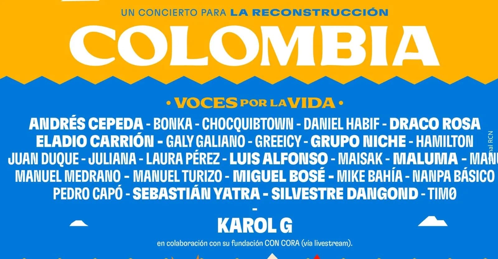 Concierto 'Colombia: Voces por la Vida': Así puedes participar y aportar a la reconstrucción de los departamentos afectados por el terremoto