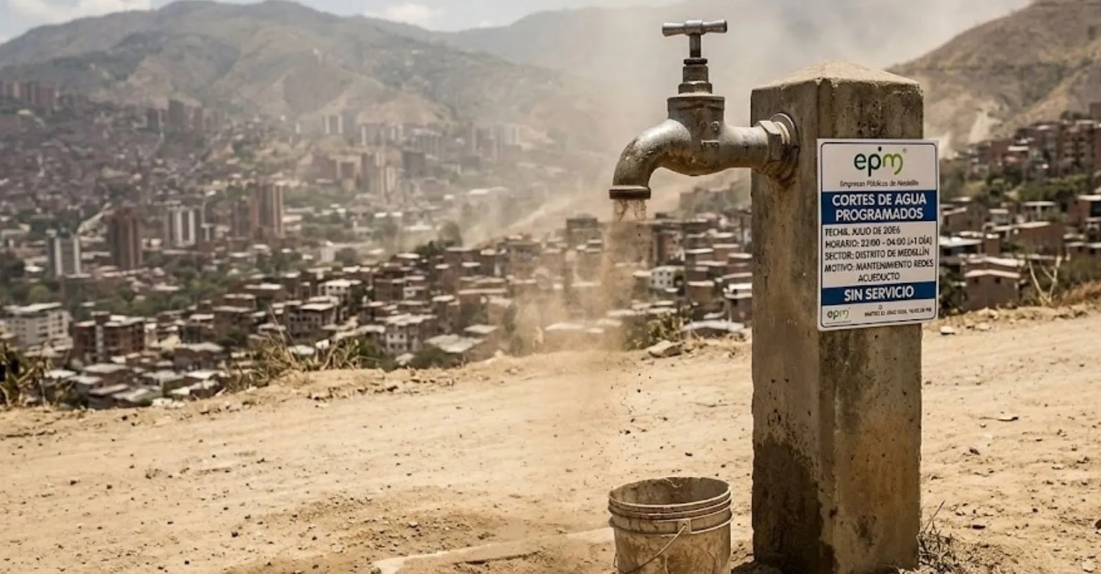 Cortes de agua en Medellín este 22 de julio: EPM suspenderá el servicio en varias comunas y un corregimiento