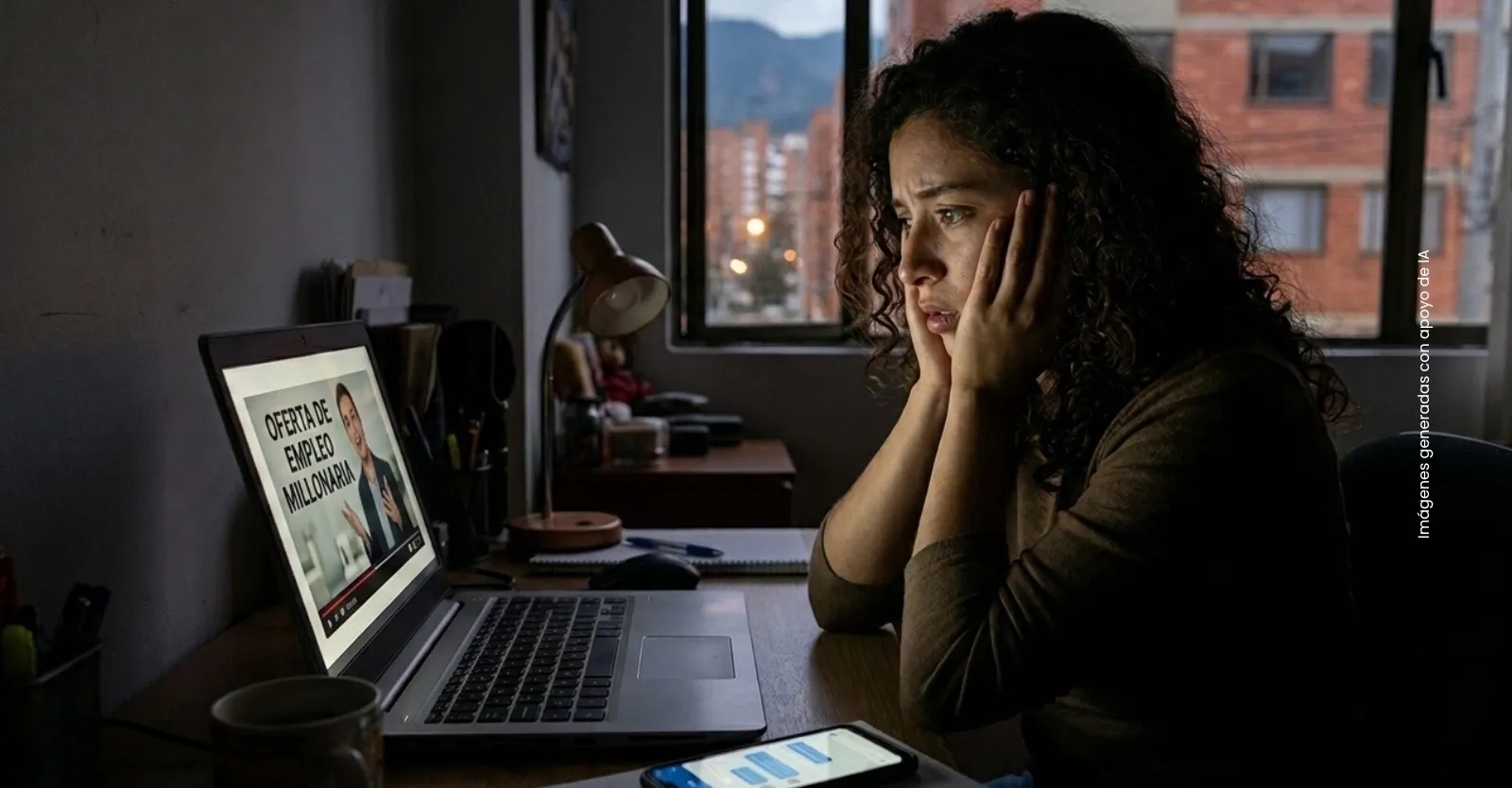 Falsas ofertas de empleo publicadas en redes sociales y plataformas digitales para engañar a quienes buscan trabajo.