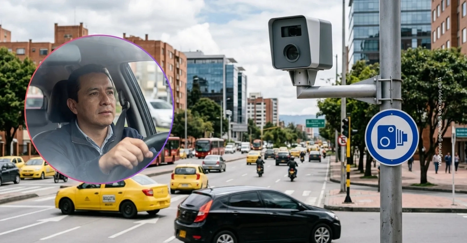 Nuevas cámaras de fotomultas en Bogotá instaladas en importantes vías para controlar las infracciones de tránsito.