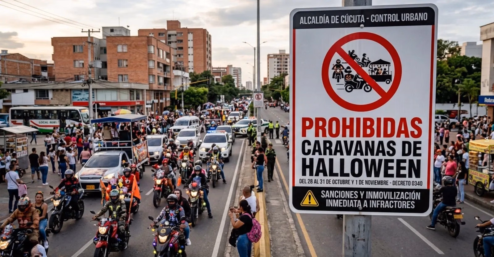 Restricciones de movilidad en Cúcuta por Halloween: prohíben caravanas y modifican horarios de tránsito para motos